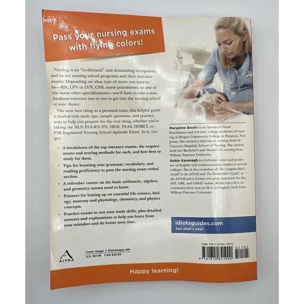 Complete Idiots Guide Nursing School Entrance Exams 2011 Alpha Books - Picture 2 of 4